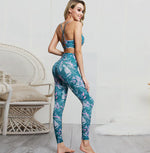 Load image into Gallery viewer, Women's Printed Yoga Fitness Set with Sports Bra & Leggings