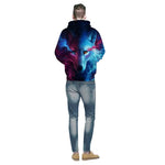 Load image into Gallery viewer, Wolf Hoodie, Couple Hoodie, Blue Sweatshirt