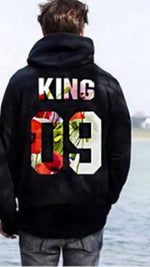 Load image into Gallery viewer, Sweats à capuche pour couple avec imprimé - QUEEN KING 09 Design