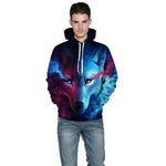 Load image into Gallery viewer, Wolf Hoodie, Couple Hoodie, Blue Sweatshirt