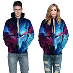 Load image into Gallery viewer, Wolf Hoodie, Couple Hoodie, Blue Sweatshirt