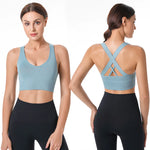 Load image into Gallery viewer, Cross Back Shockproof Sports Bra