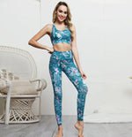 Load image into Gallery viewer, Women's Printed Yoga Fitness Set with Sports Bra & Leggings