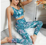 Load image into Gallery viewer, Women's Printed Yoga Fitness Set with Sports Bra & Leggings