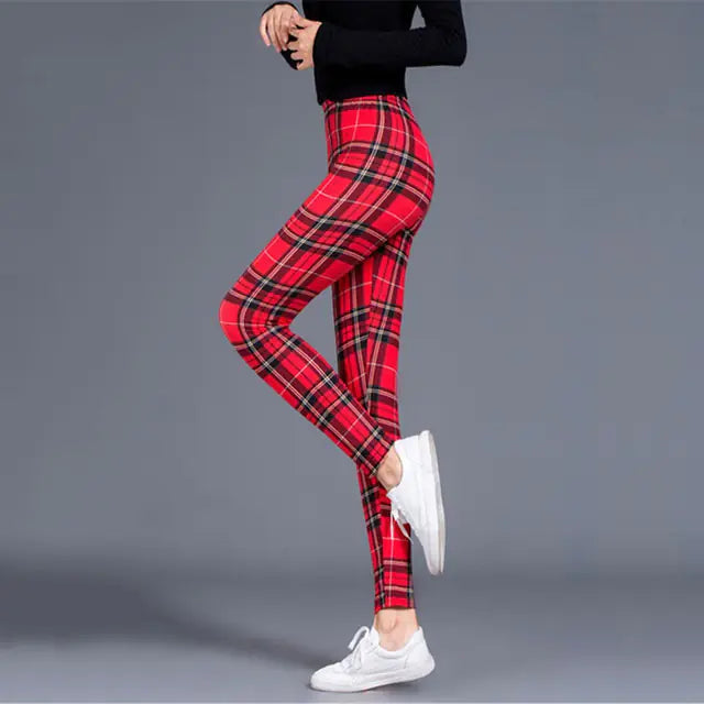 Plaid Push Up Leggings for Women - Fashionable Style