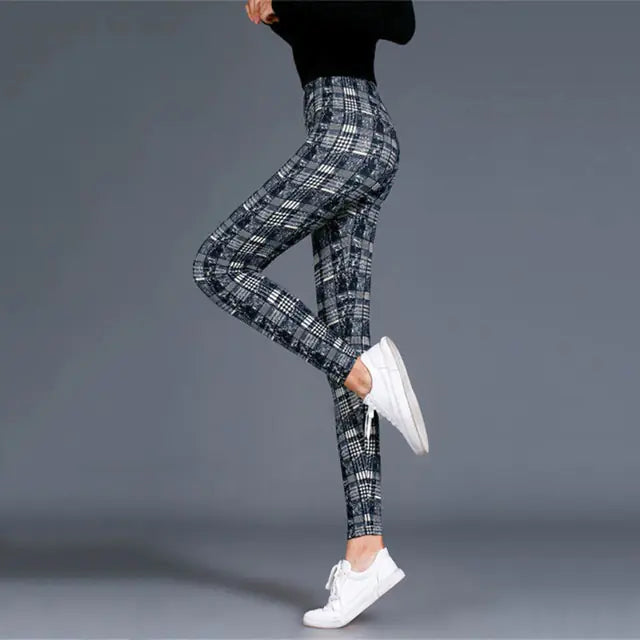 Plaid Push Up Leggings for Women - Fashionable Style