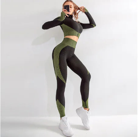 Ensemble de yoga sans coutures pour femmes - Vêtements de sport et de fitness