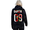 Load image into Gallery viewer, Sweats à capuche pour couple avec imprimé - QUEEN KING 09 Design
