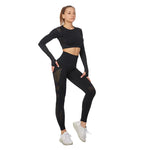 Load image into Gallery viewer, Ensemble de yoga à manches longues pour femme - Vêtements de sport grande taille
