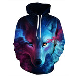 Load image into Gallery viewer, Wolf Hoodie, Couple Hoodie, Blue Sweatshirt
