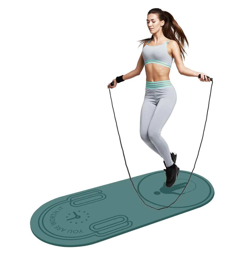 Jump Rope Mat – Non-Slip 55"x24" Fitness & Exercise Mat with Carry Bag – Home Gym Flooring (Dark Green)
