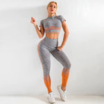 Load image into Gallery viewer, Women&#39;s Yoga Set with Short Sleeve and High Waist Leggings
