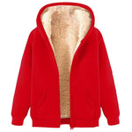 Load image into Gallery viewer, Fleece Lined Jackets For Men Winter Unisex Coats Fashion Zip Up Hoodies Sweatshirts Warm Cardigan Sweater With Pocket Of The Day Today Only Red
