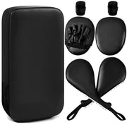 Poen 7 en 1 Taekwondo Kick Pad Boxe Entraînement Mitaines de Frappe Arts Martiaux Équipement Poignet Réglable Souple Pads d'Entraînement Ensemble pour Karaté Muay Thai MMA Entraînement (Noir)