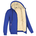 Load image into Gallery viewer, Kolongvangie Veste à capuche polaire doublée Sherpa pour homme, sweat à capuche mi-lourd avec cordon de serrage, fermeture éclair intégrale et doublure en fourrure
