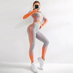 Load image into Gallery viewer, Ensemble de yoga - Vêtements de sport respirants à manches longues et sans coutures

