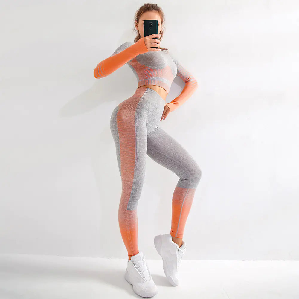 Ensemble de yoga - Vêtements de sport respirants à manches longues et sans coutures