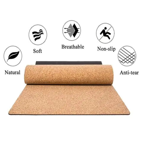 Tapis de yoga en caoutchouc naturel TPE avec matériau en liège