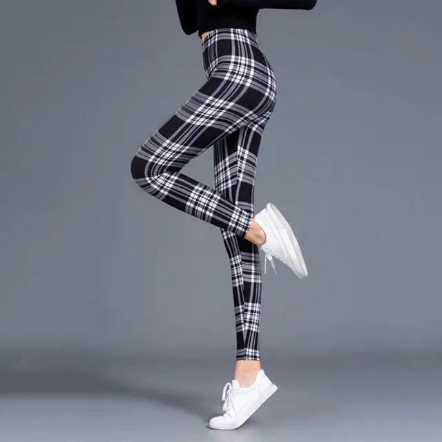 Plaid Push Up Leggings for Women - Fashionable Style