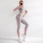 Load image into Gallery viewer, Ensemble de yoga - Vêtements de sport respirants à manches longues et sans coutures
