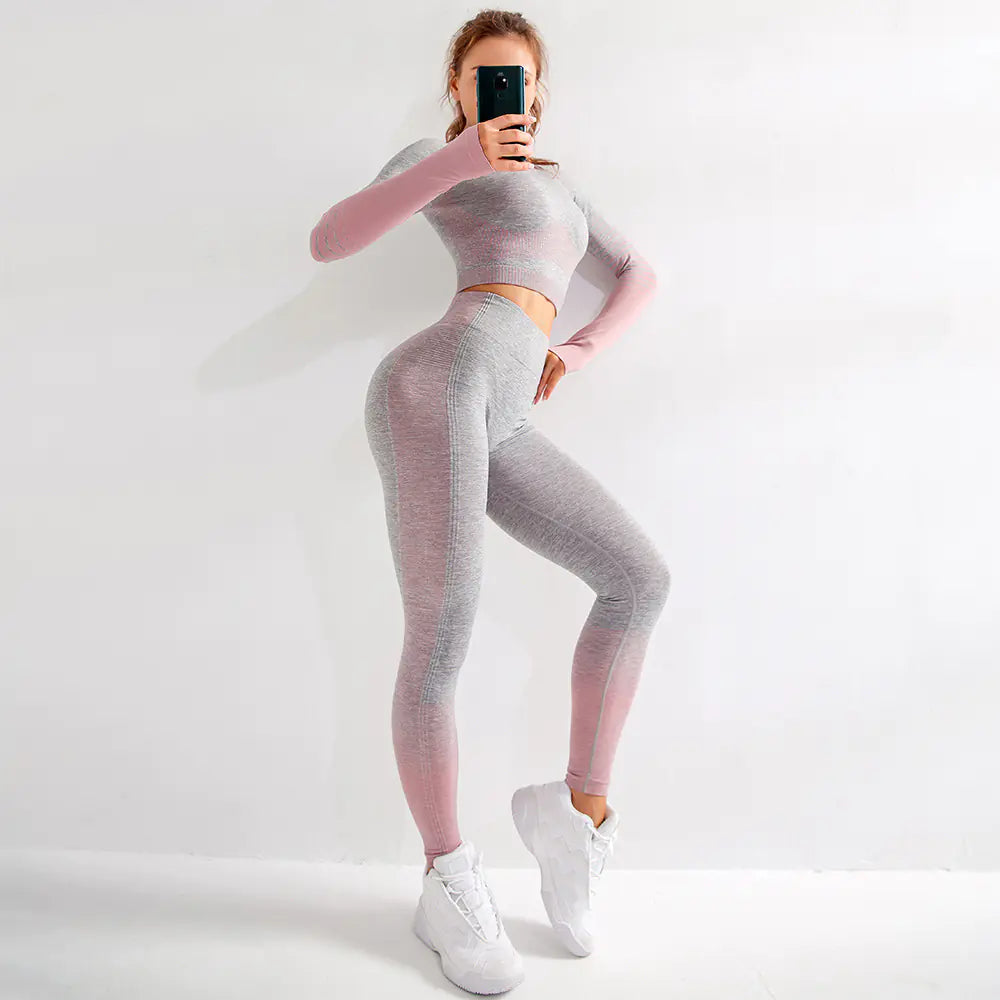 Ensemble de yoga - Vêtements de sport respirants à manches longues et sans coutures