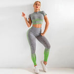 Load image into Gallery viewer, Women&#39;s Yoga Set with Short Sleeve and High Waist Leggings
