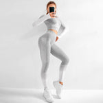 Load image into Gallery viewer, Ensemble de yoga - Vêtements de sport respirants à manches longues et sans coutures
